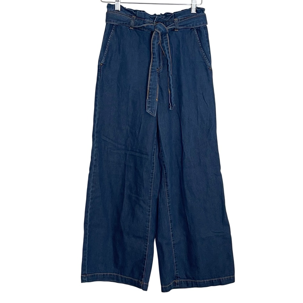 Banana Republic High Rise Wide Leg Denim Jeans Belted Paperbag Waist Size 26/2‎